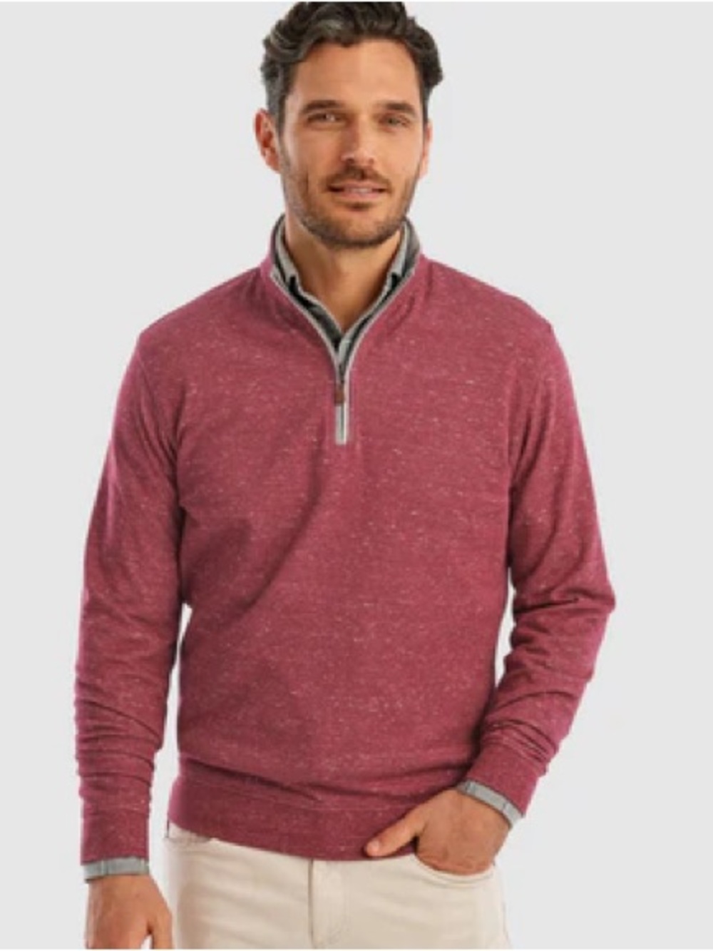 Johnnie-O Sully 1/4 Zip Pullover Sweatshirt Men’s Size XL Cotton Blend Merlot